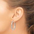 thumbnail image 5 of Auriga 925 Sterling Silver Rhodium-plated 3.00mm Diamond-cut Hoop Earrings for Women, 5 of 6