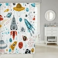 thumbnail image 2 of Kids Space Rocket Shower Curtain Boys Universe Planet Bathroom Shower Curtain Set for Children Outer Space Adventure Bath Curtain Space Ship Design Waterproof Room Decor 72"x84", 2 of 6