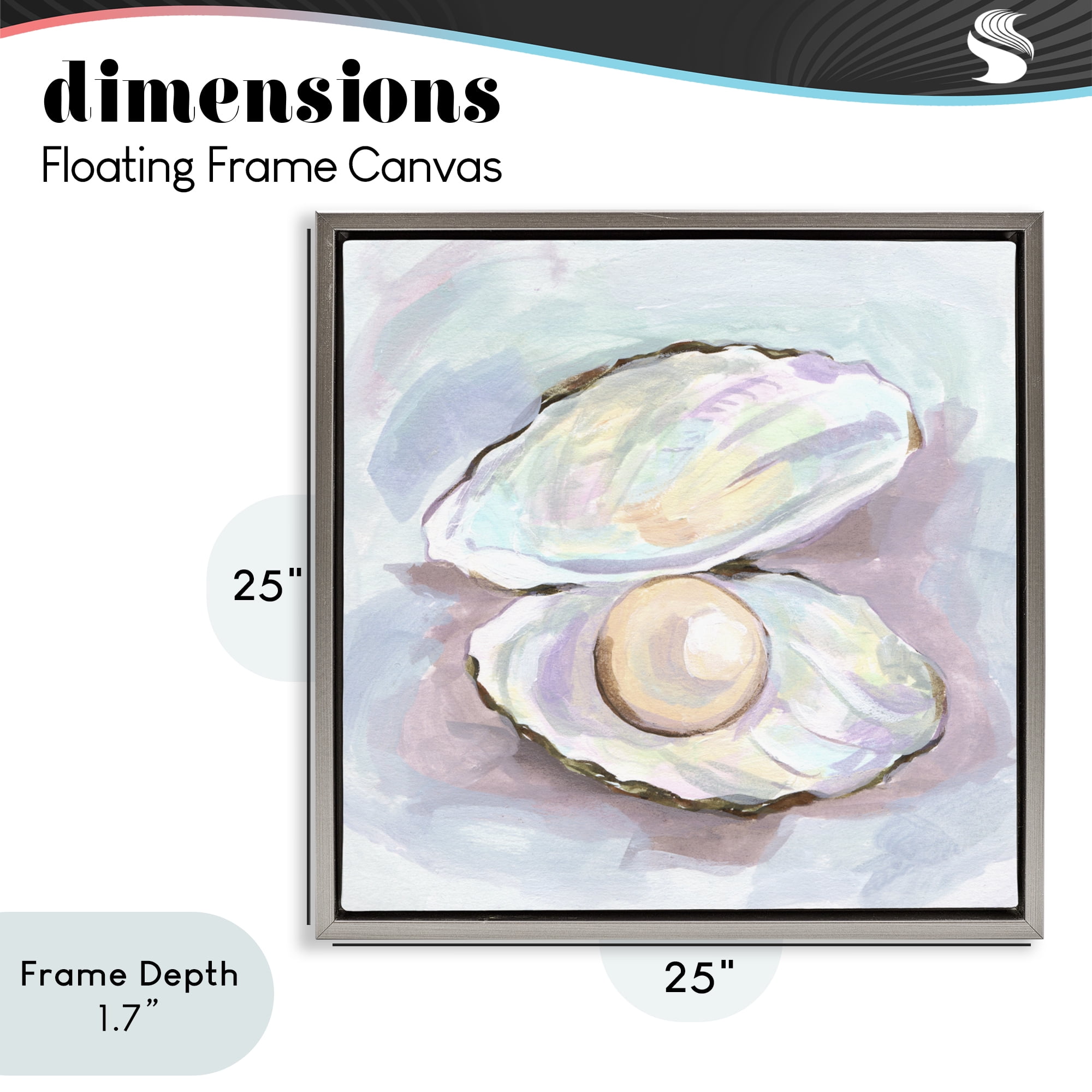 Stupell Industries Silent Opal Clam Pearl Gray Framed Floater Canvas Wall Art, design by Melissa Wang