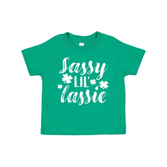 Inktastic Saint Patrick's Day Sassy Lil' Lassie with Shamrocks Boys or Girls Toddler T-Shirt