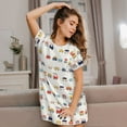 thumbnail image 3 of Naloa Colorful Trains Print Women Nightgowns,Womens Loungewear,Short Sleeve Sleepwear,Comfy Ladies Nightdress, 3 of 6