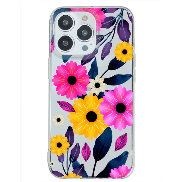 Funda Protector para iPhone 13 Pro Max InstaCase Flores Amarillas y Magenta