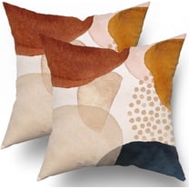 Boho Pillow Covers 20x20 Set of 2 Navy Blue Burnt Orange Pink Throw Pillows Mid Century Modern Abstract Art Decorative PillowCase Square Cotton Farmhouse Cushion Case Decor for Couch Sofa Bed