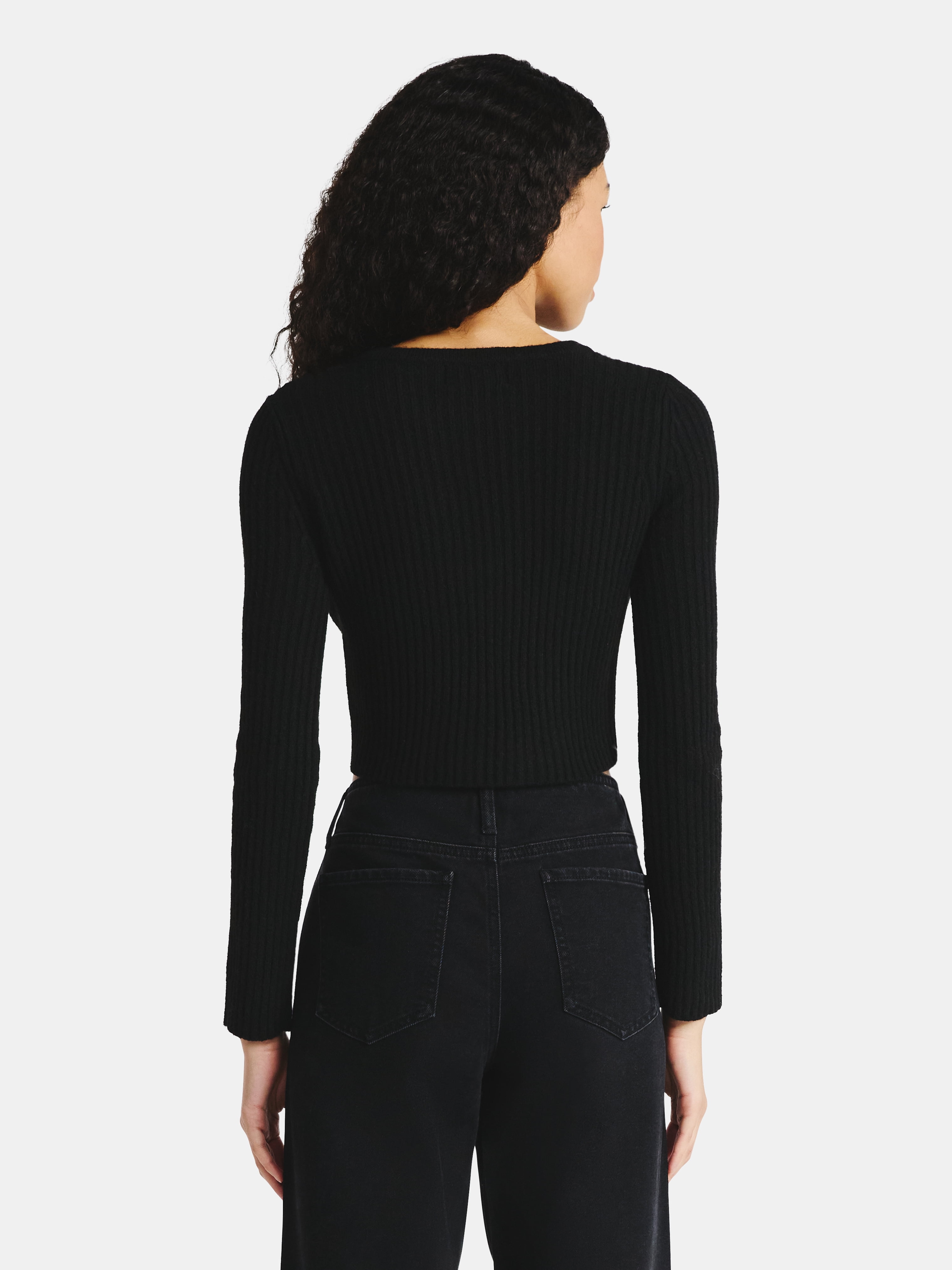 No Boundaries Bow-Tie Ribbed Cardigan, Women's