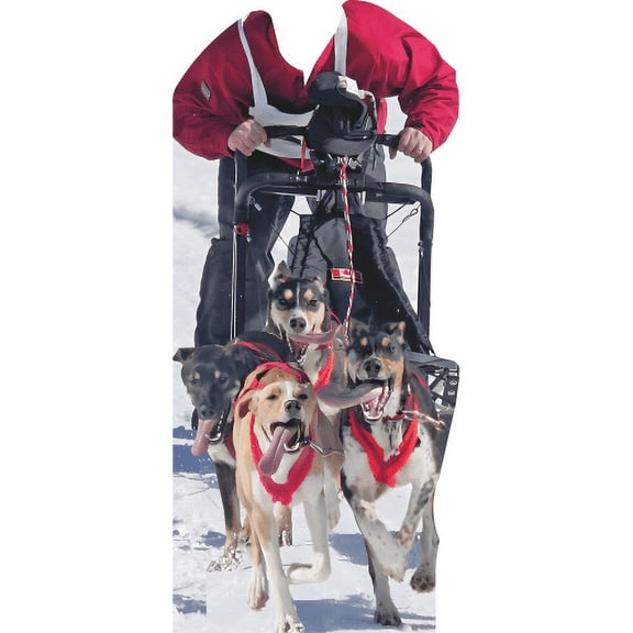 SS11221 Dog Snow Sled Rider Racer Winter Racing Stand In Cardboard Cutout Standee Standup