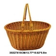 thumbnail image 2 of Rattan Picnic Basket with Double Folding Handles, Picnic Hamper, Natural Hand Woven Basket, Easter Eggs and Candy Basket, Bath Toy and Kids Toy Storage, Gift Packing Basket, 2 of 7