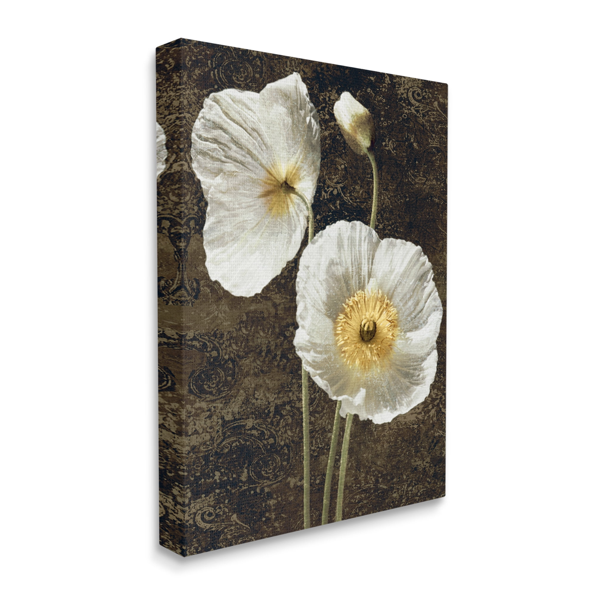 Stupell Industries Budding White Poppies Botanical & Floral Painting Gallery Wrapped Canvas Art Print Wall Art, 36 x 48