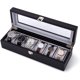 thumbnail image 3 of Caja para 6 relojes con ventana de cristal 34,5 x 11 x 8,5 cm fabricada en polipiel y horquilla terciopelo con acero chapado en metal negro, 3 of 5