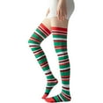 thumbnail image 2 of KLOY2K Womens Stockings Thigh High Women's Colorful Variety Rainbow Knee High Socks Women Colorful Striped Cotton Stockings,Army Green,A, 2 of 4