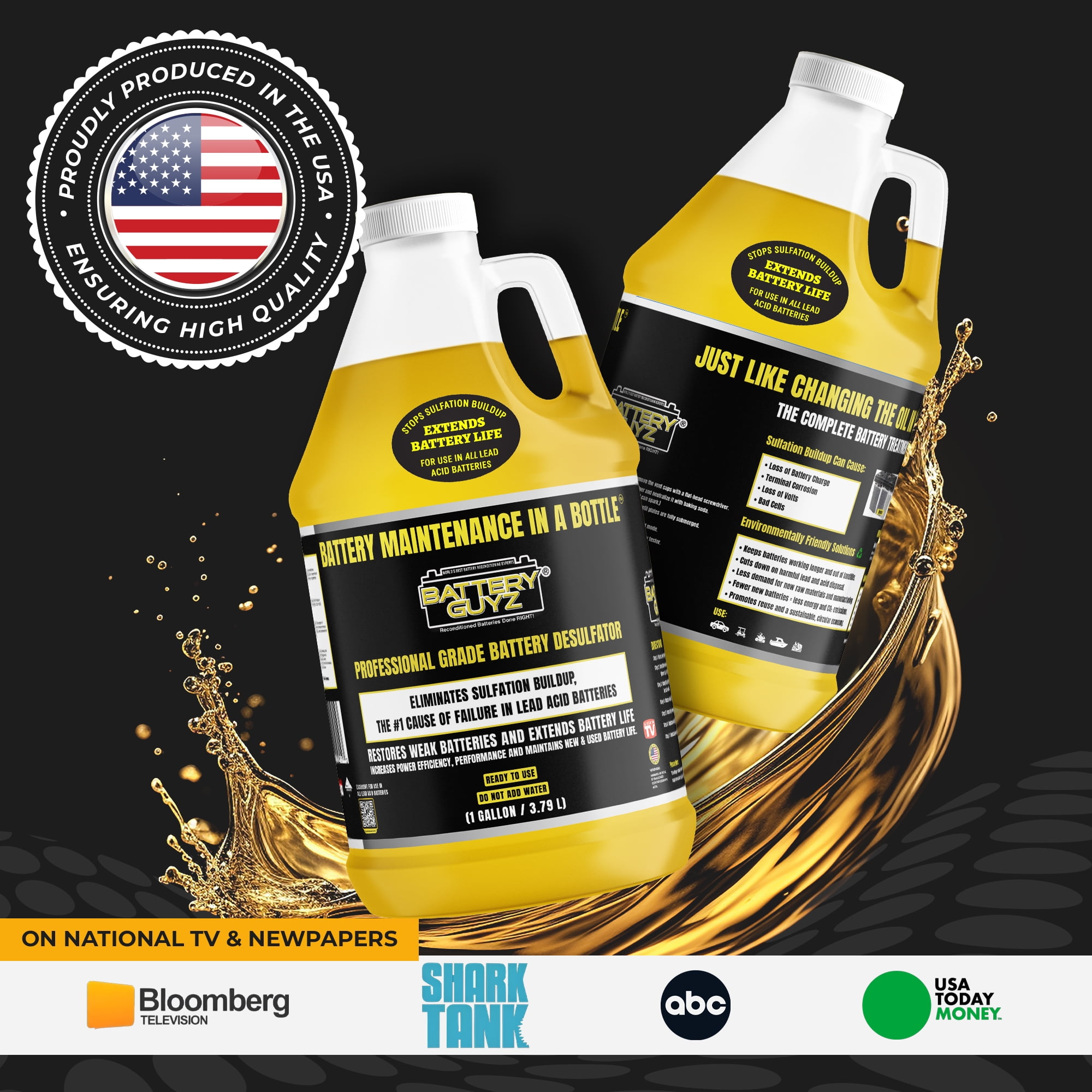 Desulfator to Extend and Renew Battery Life - Golf Cart Batteries - Battery Acid Refill - Batteries Restorer - 48v/12v/8v/6v Batteries and All Lead Acid Batteries - 1 Gallon US (3.78 L) As Seen On TV