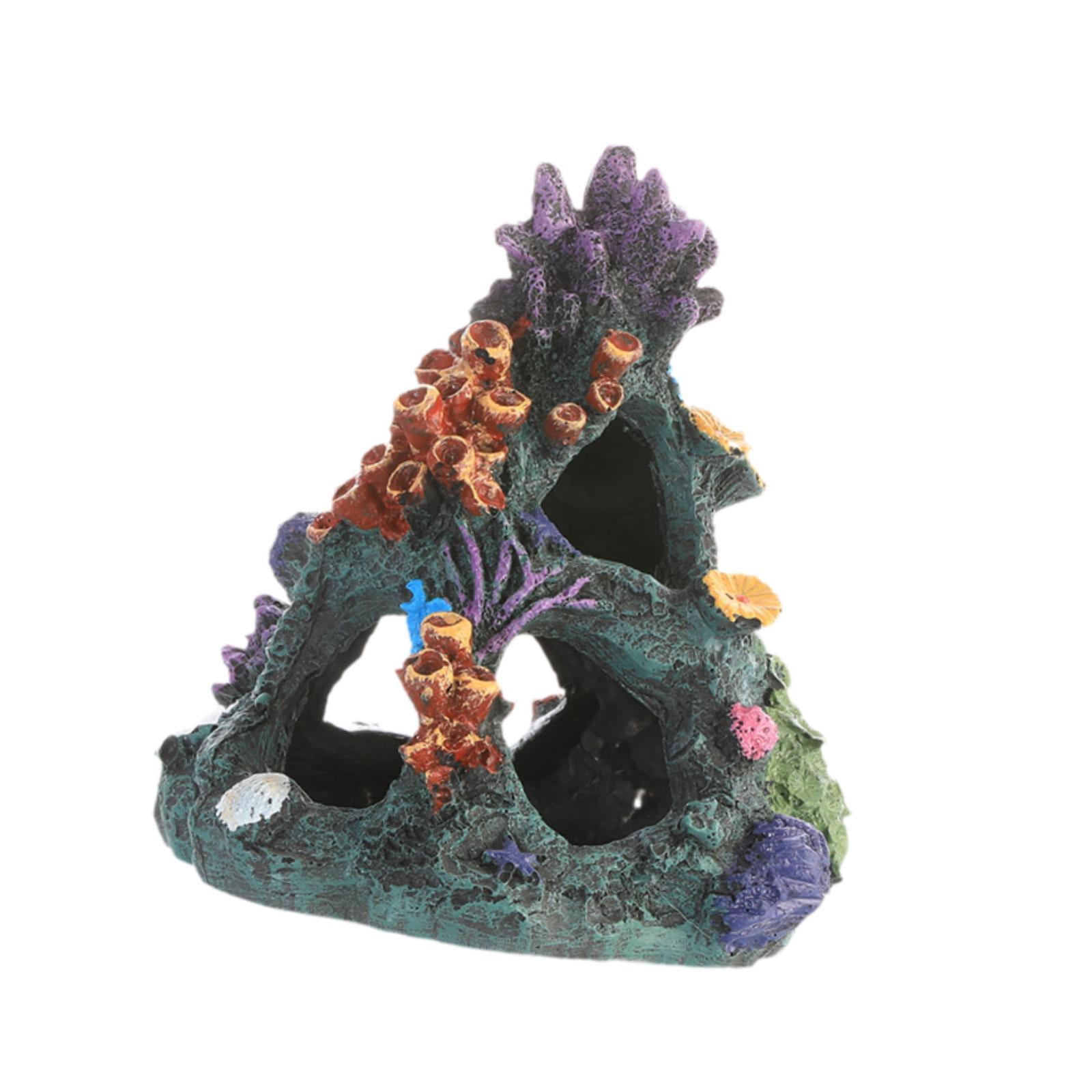 Zxpjkyu Resin Aquarium Coral Cave Fish Hiding Cave Hideaway Landscape Decor Resin Coral