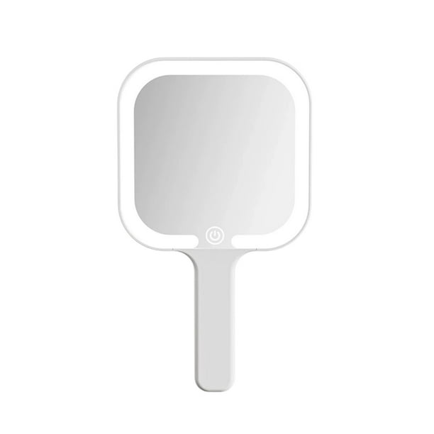Pisexur Batería de cocina Espejo de mano con luz portátil, espejo de tocador recargable, iluminación de maquillaje, espejo cosmético LED de belleza para dormitorio para la cocina del hogar