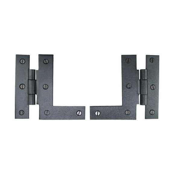 Renovators Supply Cabinet Hinges 3.5" Black HL Offset Hinge Pair Left and Right Wrought Iron Kitchen Cabinet Hinge w/Hardware