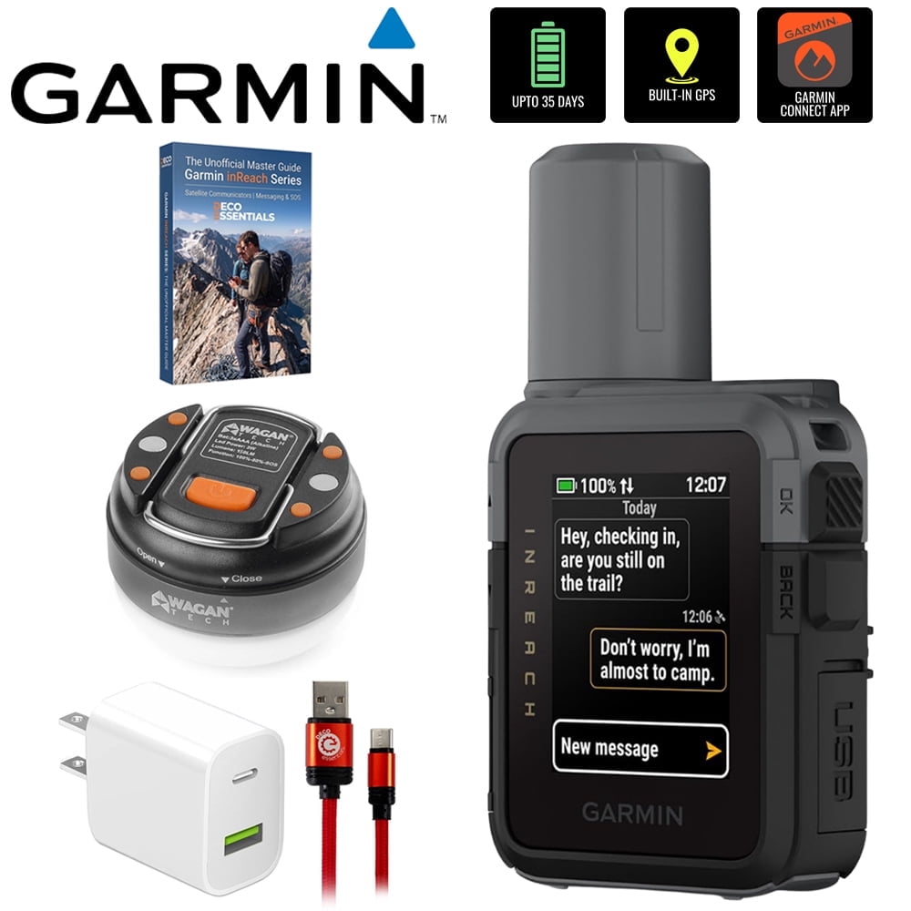 Garmin inReach Mini 3 Compact SOS Satellite Communicator with Touchscreen 010-03387-00 Bundle with Deco Essentials Braided Type-C Cable, Charger, Dome Lantern Flashlight and Deco Gear Master Guide