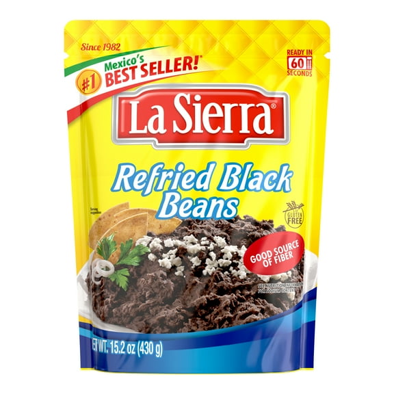 La Sierra Refried Black Beans, Ready-to-Heat Seasoned Black Beans, 15.2 oz