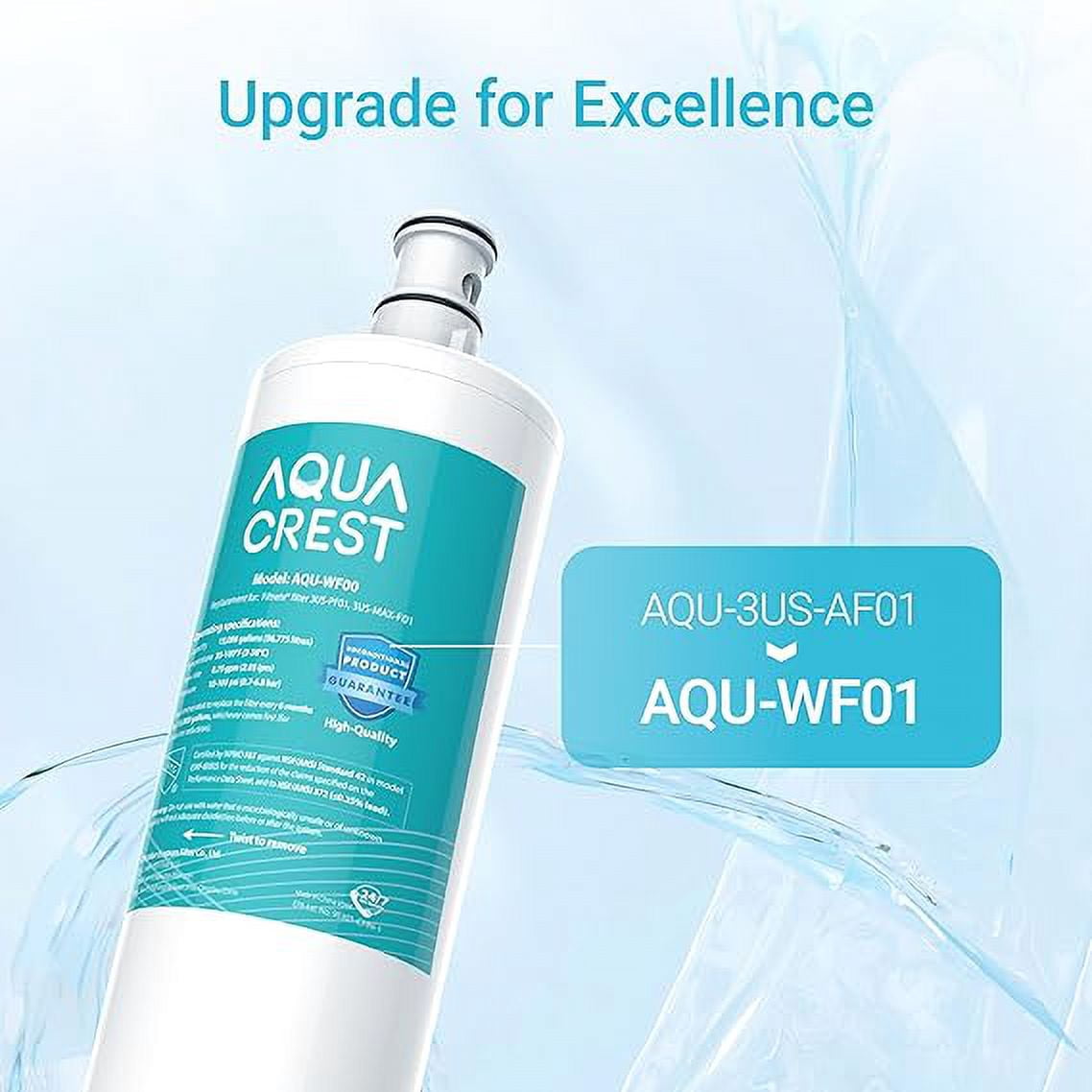 AQUA CREST 3US-AF01 Under Sink Water Filter, Replacement for Standard 3US-AF01, 3US-AS01, Aqua-Pure AP Easy C-CS-FF, WHCF-SRC, WHCF-SUFC, WHCF-SUF Water Filter, NSF/ANSI 42 Certified (Pack of 2)