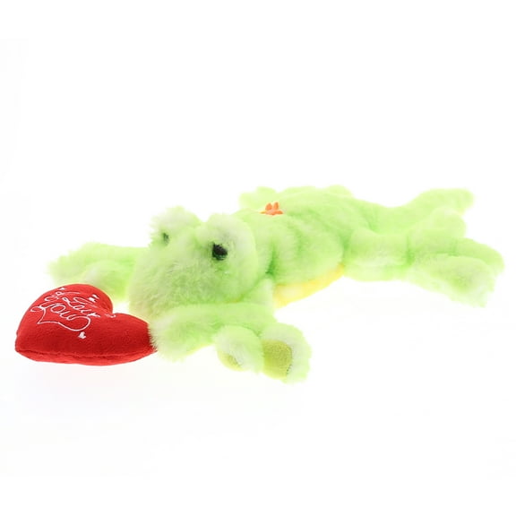 DolliBu I Love You Green Gecko Lizard Plush Stuffed Animal with Heart - 13.5 inches