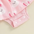 thumbnail image 6 of mgoYE Baby Girl Easter Outfit Ruffles Sleeve Floral Bunny Carrot Printed Romper Dress with Headband Summer Clothes(Red,0-3 Months), 6 of 7