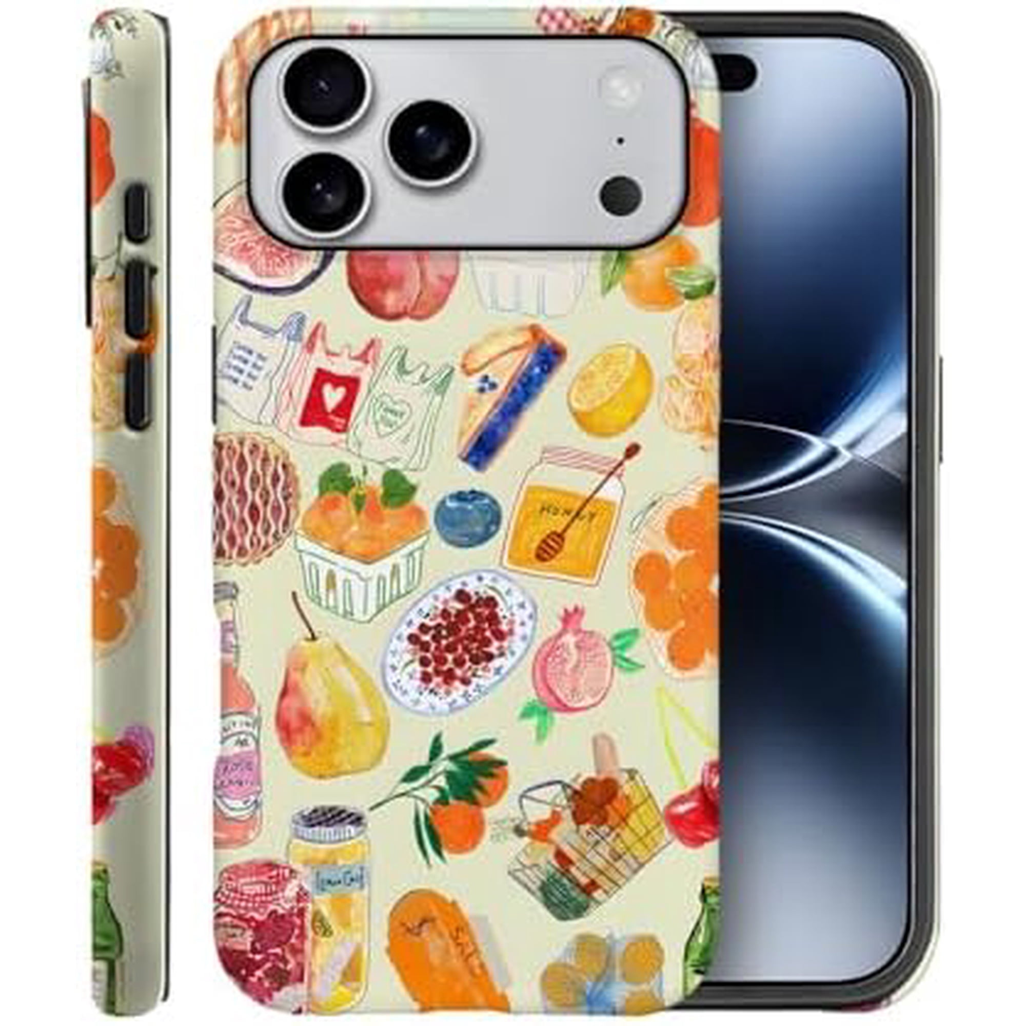 Case for iPhone 17 Pro Max, Fits Frosted Case Design for Girl Women, Farmers Vegetable Fruit Collage, Full Body Protective Cover, Shockproof, Slim Phone Case