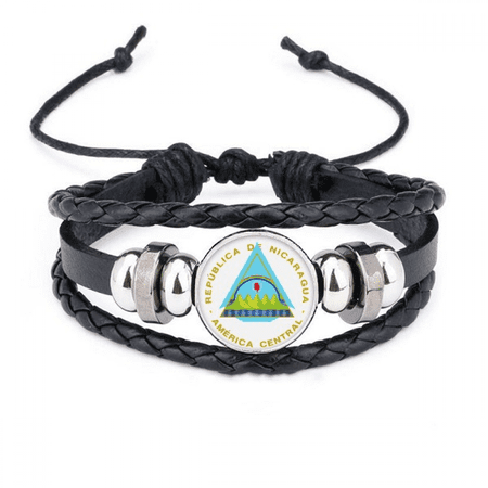 nicaragua national emblem bracelet braided leather woven wristband