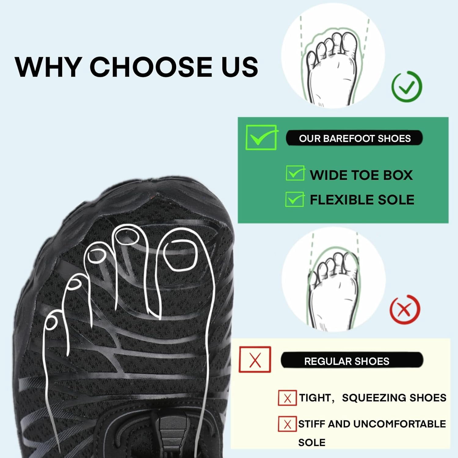 Hike Footwear Barefoot Shoes for Women Men, Pro Barefoot Shoes with Wide Toe Box for Hiking, Walking, Healthy & Non-Slip Lightweight Breathable Barefoot Shoes Unisex