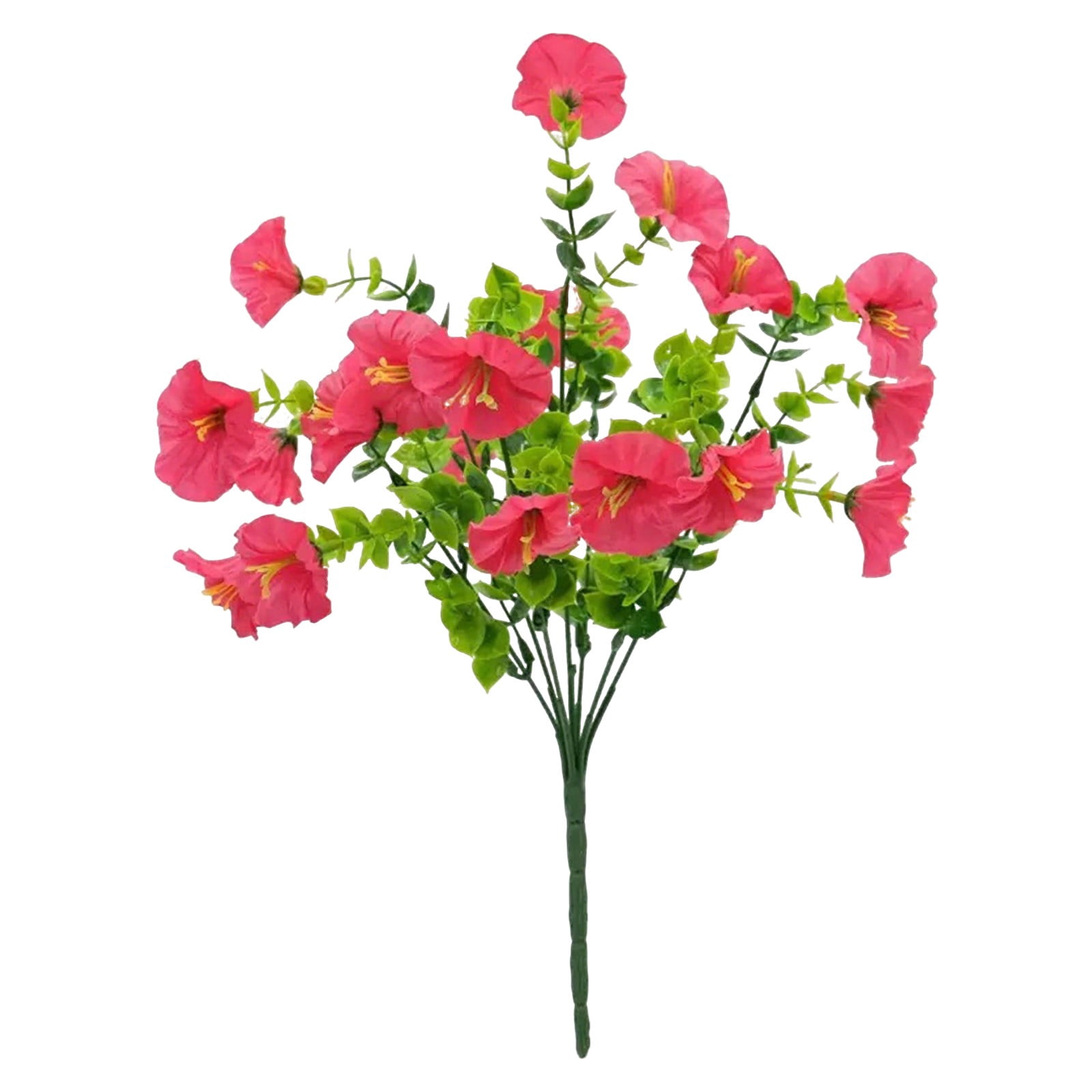 PPKVUFD Artificial Flowers for Outdoors Fake Plants Outside Decoration, 1 Bundles Silk Colorful Morning Glory with Eucalyptus UV Resistant Realistic Faux Flowers for Planter Porch Patio Yard Garden