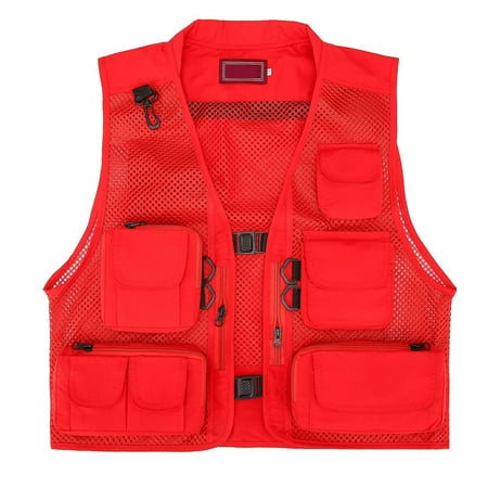 KDJ Mens Vest Multiple Pockets Mesh Sleeveless Jacket Photography Fishing Waistcoat