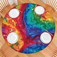 thumbnail image 2 of Colorful Tie Dye Pattern Round Fitted Tablecloth with Elastic Edge,Dining Table Cover Waterproof,Outdoor Round Tablecloth for Camping,Dining,Indoor and Outdoor, 2 of 7