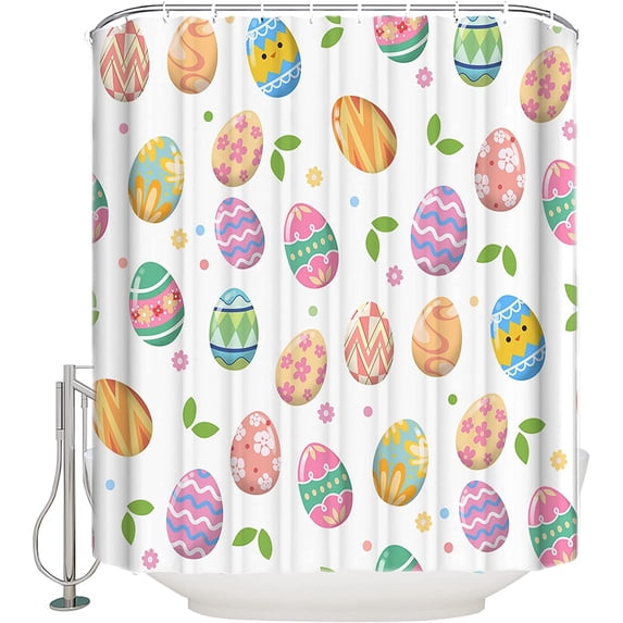 Waterproof Washable Fabric Shower Curtain,Colorful Eggs Happy Easter Day Modern Shower Curtain for Bathroom Decor, 72 x 78 Inch