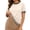 Khaki-06, variant on Women’s Crew Neck Short Sleeve T-Shirt, Color Block Stripe Trim Casual Tee, Classic Ringer Style Top