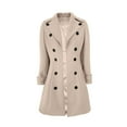 thumbnail image 5 of Women's Double Breasted Wool Coat, Notch Lapel Winter Overcoat, Knee Length Slim Fit Trench, Tailored Wool Blend Coat, Business Casual Outerwear Beige L, 5 of 6