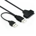 thumbnail image 1 of Cable USB 2.0 a SATA con cabezal negro de 40 cm, adaptador de cable SATA 7+15 de 22 pines a USB 2.0 para Mac OS 8.6/Windows 98/SE/ME/2000/XP/Vista/7/8/10/Linux, dos piezas ER, 1 of 4