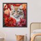 thumbnail image 4 of Kit de pintura por números sobre lienzo, arte al óleo artesanal, imagen de gato en el arbusto de flores, 60x60cm, 4 of 9
