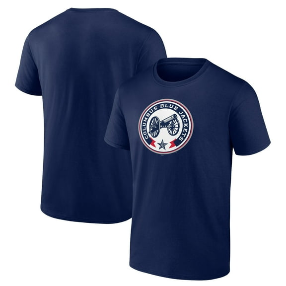 Men's Navy Columbus Blue Jackets Shoulder Patch Logo T-Shirt