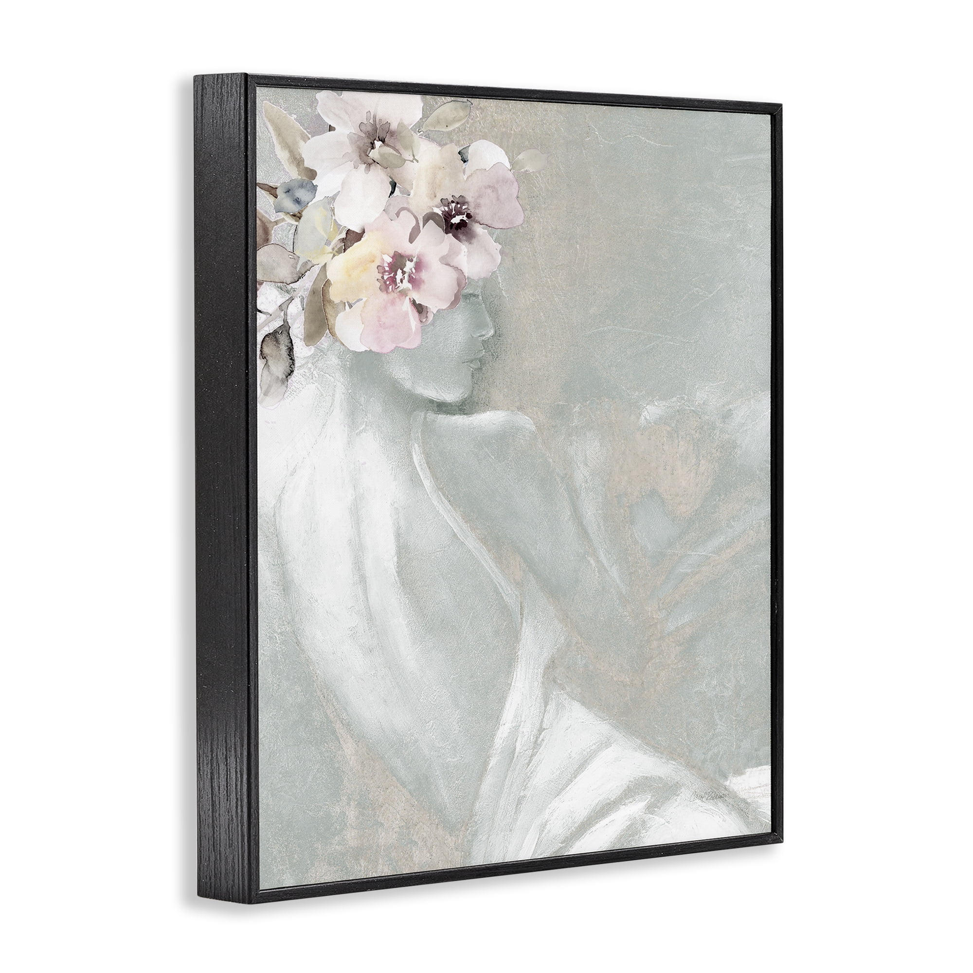 Stupell Industries Chic Floral Woman Novelty Painting Black Framed Art Print Wall Art, 11 x 14