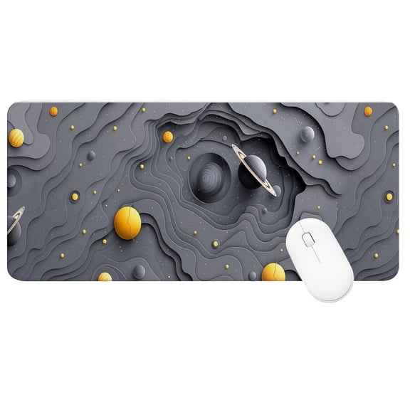 XXL Extended Mouse Pad 35.4x15.7", Dark Gray Planet Gaming Desk Mat, Non-Slip Base Computer Keyboard Pad