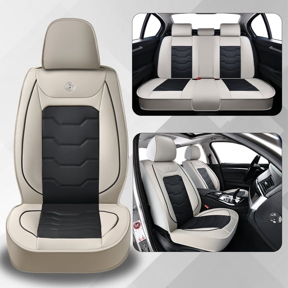 2025 for FORD ESCAPE Car Seat Cover, Waterproof Leather 5 Piece Full Set Easy to Clean and Install Protect and Upgrade Seats, Gray Car Seat Covers, Airbag-Compatible