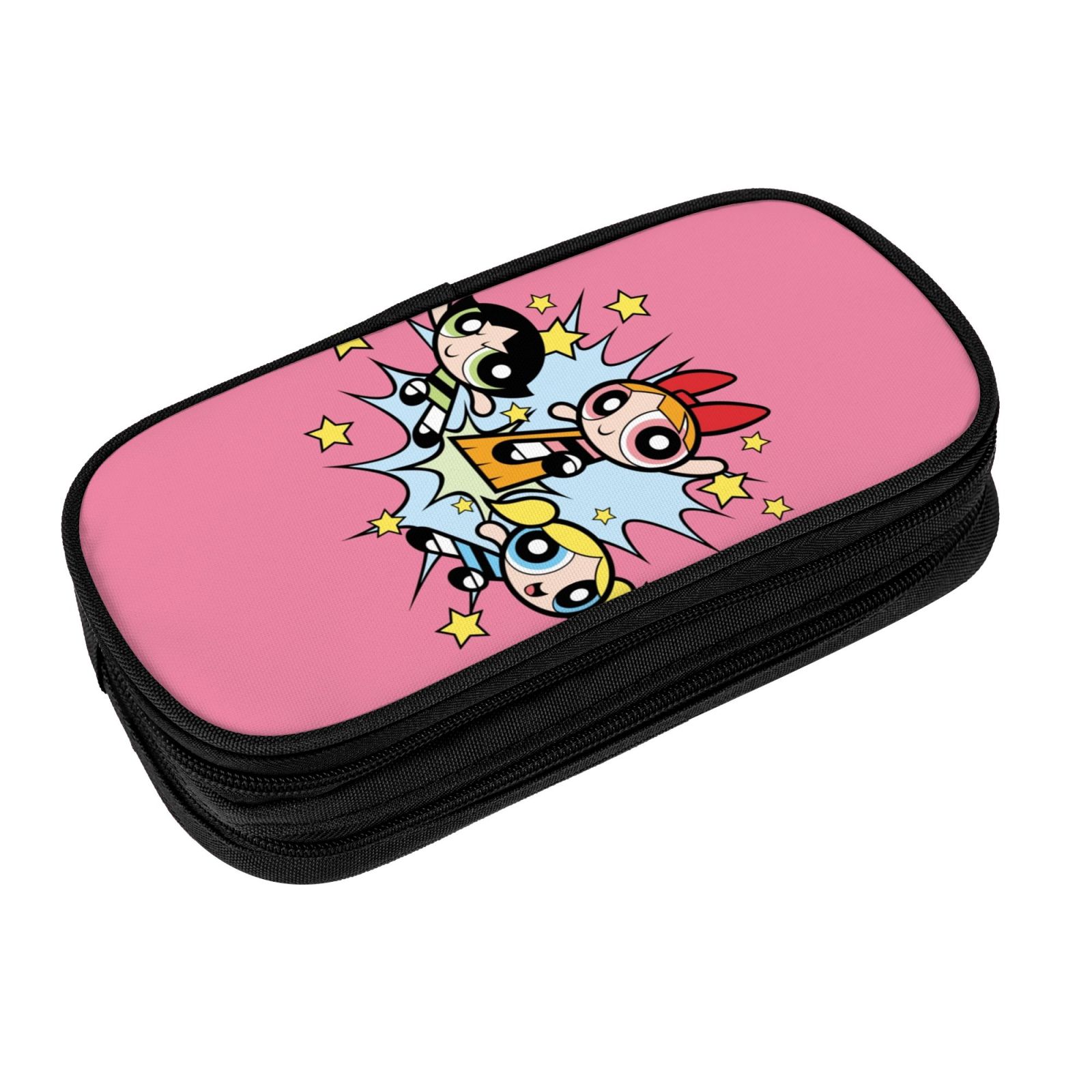 The Powerpuff Gi-rls Pencil Case Large Capacity Pencil Pouch Penbag Office Stationery Organizer Travel Makeup Bag Black