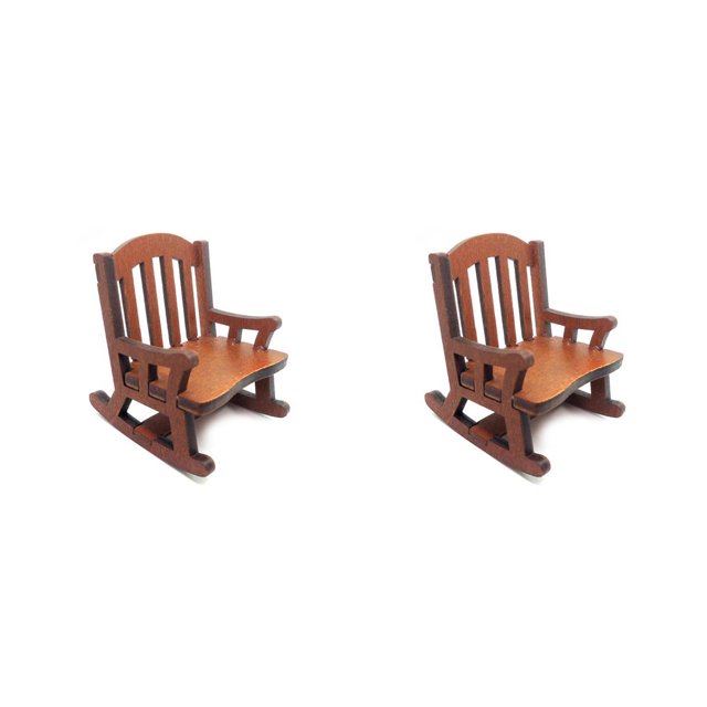 Guardoinrt 1:12 Scale Doll Home Armchair Wood Decorative Furniture Ornament Sitting Playing Game Model Rocking Chair Decoration 1 2Set