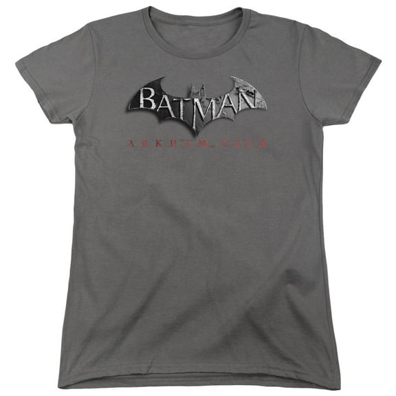 Batman Arkham City Logo S/S Women's T-Shirt-Charcoal