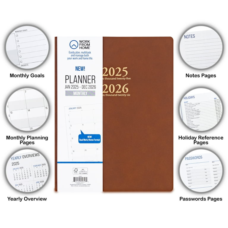 Work from Home January 2025 - December 2026 Monthly Dated Planner ...