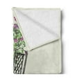 thumbnail image 2 of Garden Soft Flannel Fleece Throw Blanket, Island for Relaxing in the Garden Among the Flowers Blooming Summer Day Artwork, Cozy Plush for Indoor and Outdoor Use, 50" x 60", Purple Green, by Ambesonne, 2 of 5