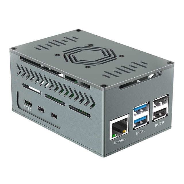 Aluminum Enclosure Box For RPI 5 Board Case With Quiet Efficient Fan and Heatsinks Enhances Performances