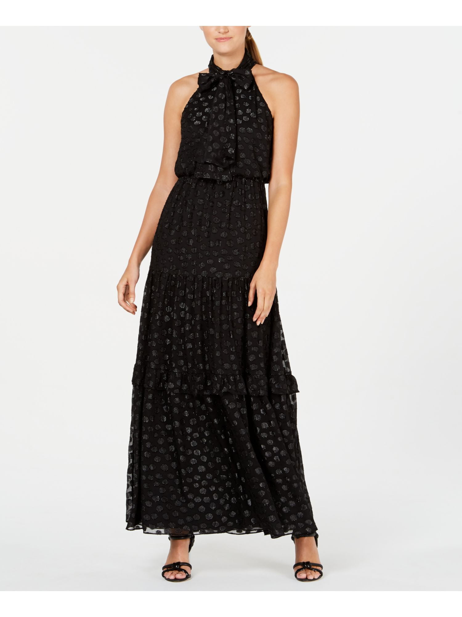 CALVIN KLEIN Womens Black Sleeveless Halter Maxi Sheath Evening Dress Size:  16 