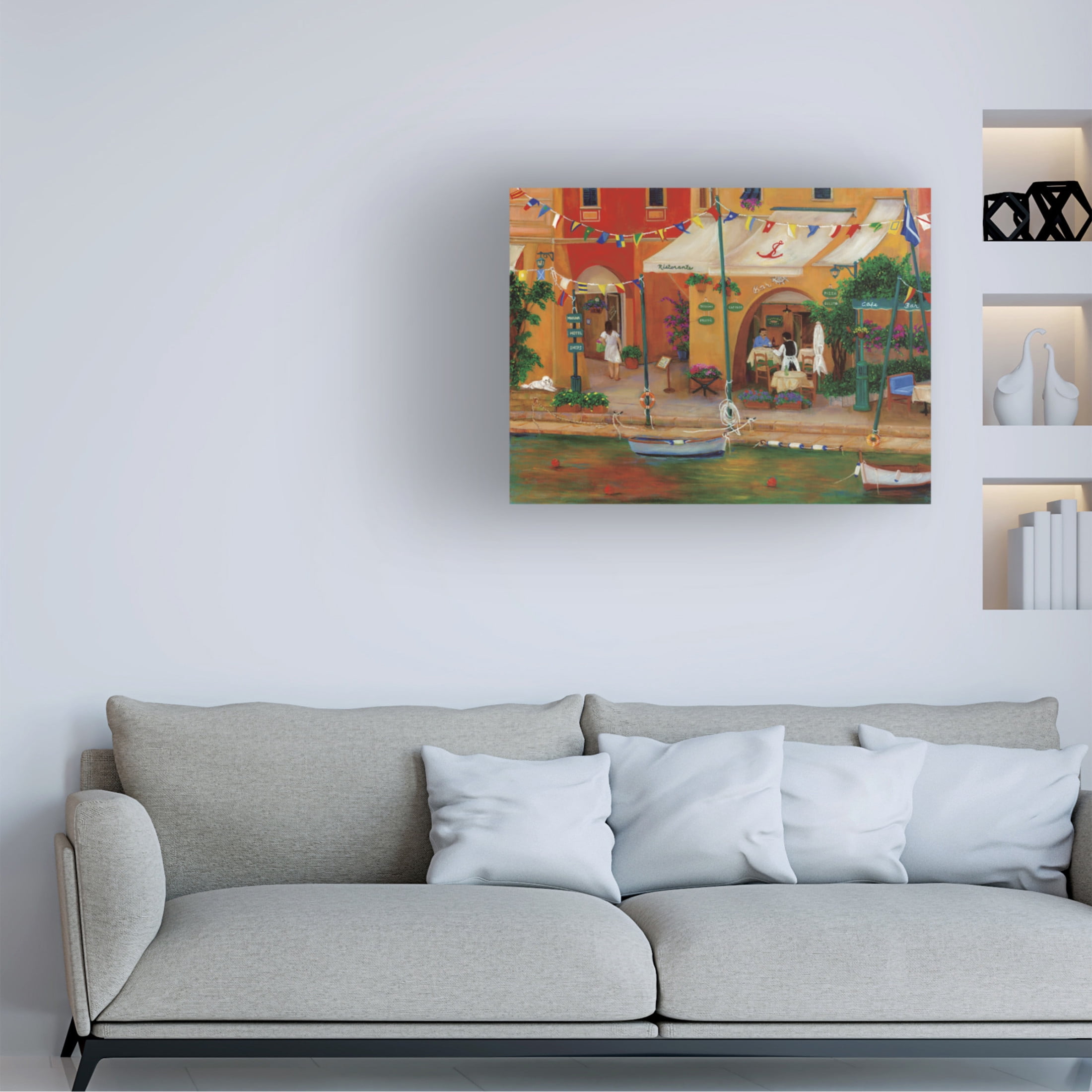 Canvas Wall Art - Betty Lou 'Portofino Harbor' Wall Art for Living Room, Bedroom, or Office Décor by Trademark Fine Art - 19 x 14 Inches