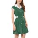 thumbnail image 4 of CAMISA DE VESTIR CON BOTONES INSPIRE CHIC para Mujeres, Con Solapa, Manga Corta, Cinturón, Vestidos de Trabajo, Color Verde, 4 of 5