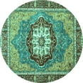 thumbnail image 1 of Ahgly Company Indoor Round Abstract Turquoise Blue Modern Area Rugs, 4' Round, 1 of 4