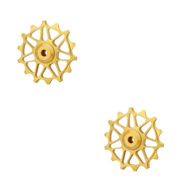 Toystoory Polea de cerámica negra/roja/dorada para bicicleta de carretera, desviador trasero de montaña, palanca de cambios de ciclo, rueda guía 12T Oro 14T 2piezas Toystoory CBP378326