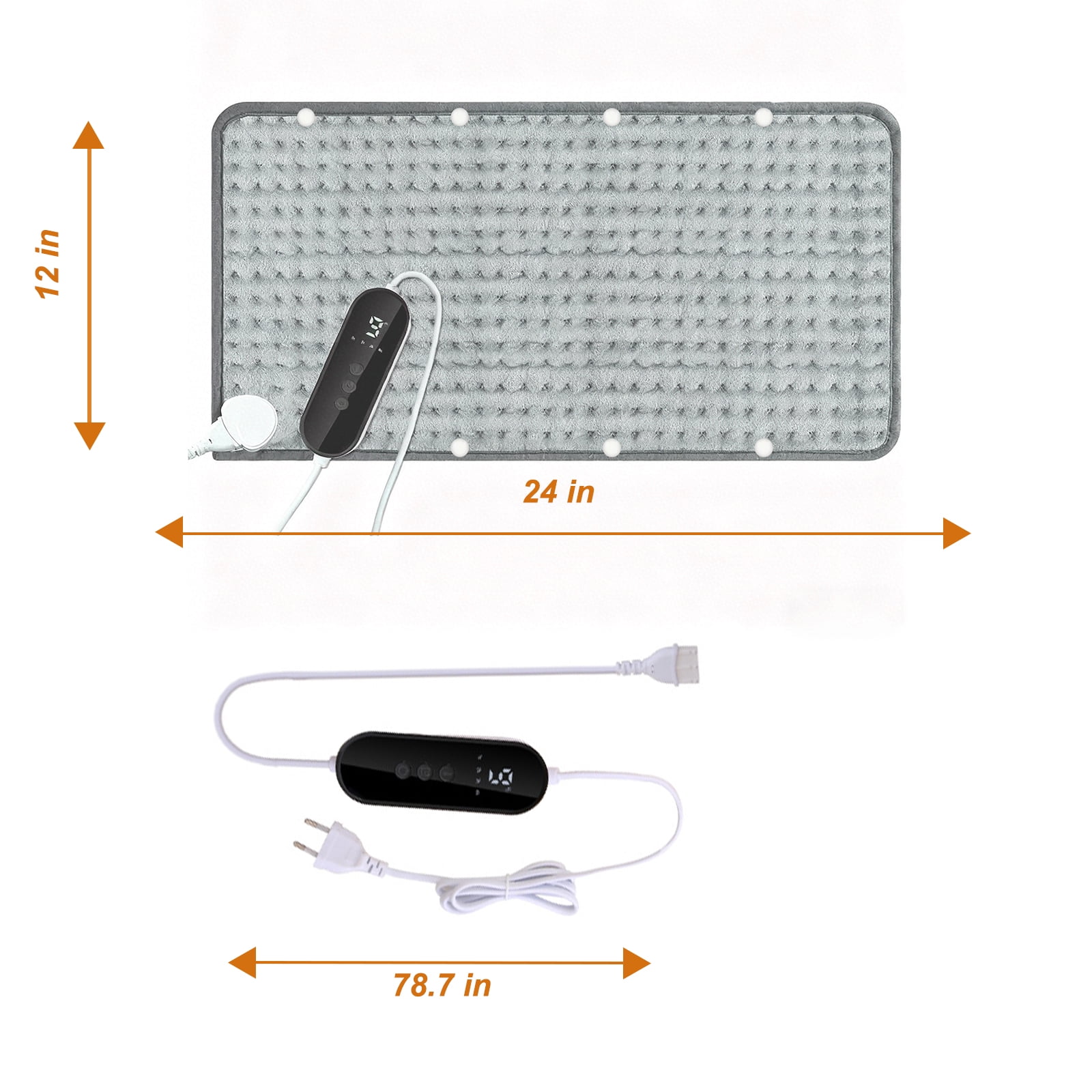Electric Heating Pad for Period Cramps & Lower Back Pain - 24"x12" Size, 9 Customizable Heat Settings, Auto Shut-Off, Machine Washable for Targeted Relief, Gray