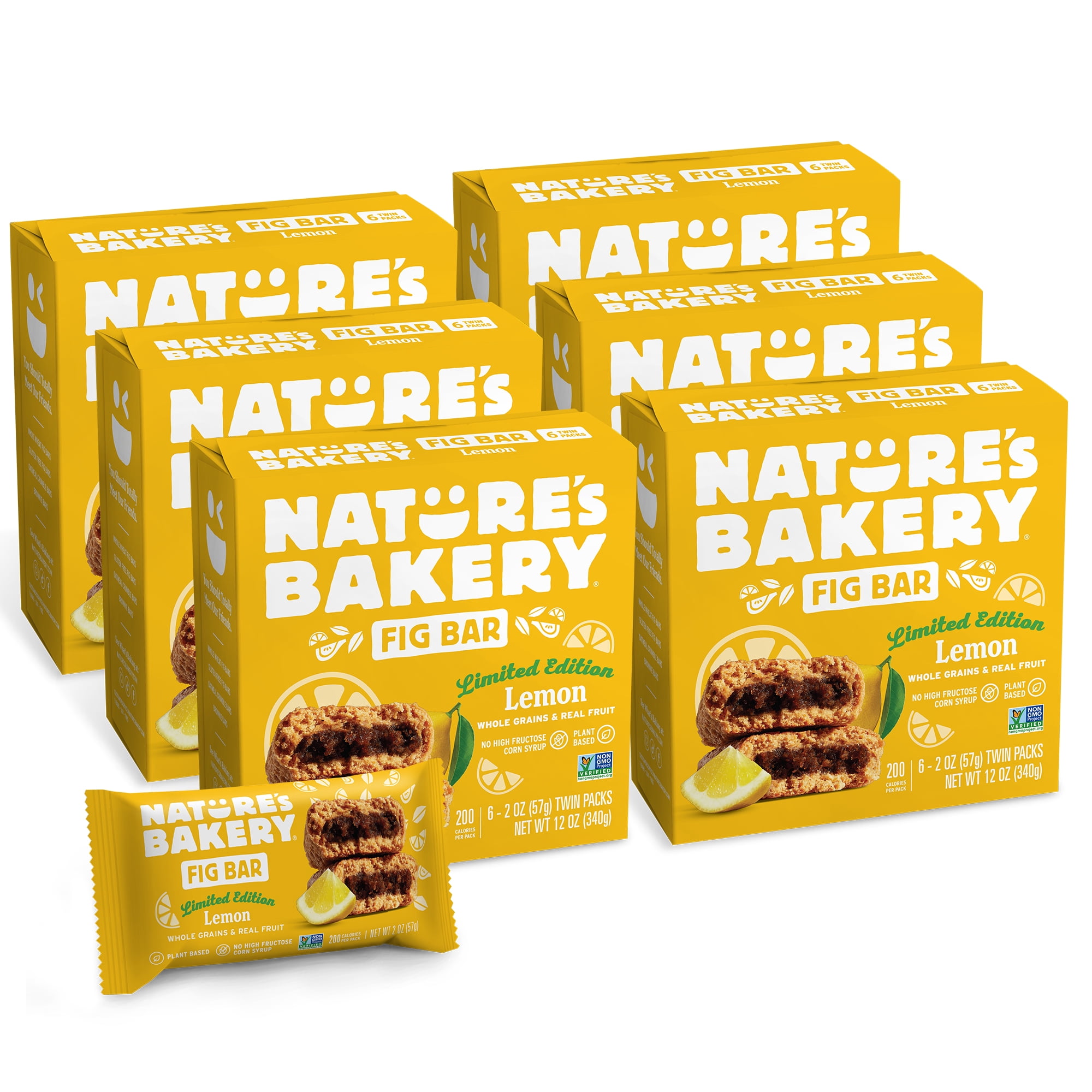 Nature's Bakery Whole Wheat Lemon Fig Bars, 2 oz Snack Bars (36 ct), Plant-Based, Vegan, Non-GMO